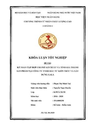 Khóa Luận Tốt Nghiệp Về Kế Toán Chi Phí Sản Xuất Tại