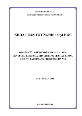 Nghiên Cứu Nhân Tố Ảnh Hưởng Đến Sự Hài Lòng Của Khách 