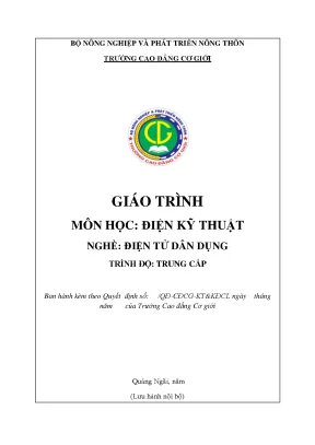 Giáo Trình Điện Kỹ Thuật Trung Cấp Nghề Điện Tử Dân Dụng