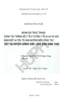 Đánh Giá Công Tác Thống Kê Y Tế Tại Tuyến Y Tế Cơ Sở