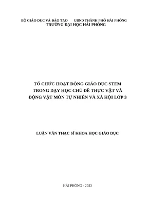 Tổ Chức Hoạt Động Giáo Dục STEM Trong Dạy Học Thực Vật