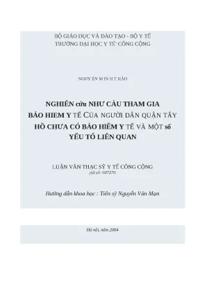 Nhu cầu tham gia bảo hiểm y tế của người dân quận Tây