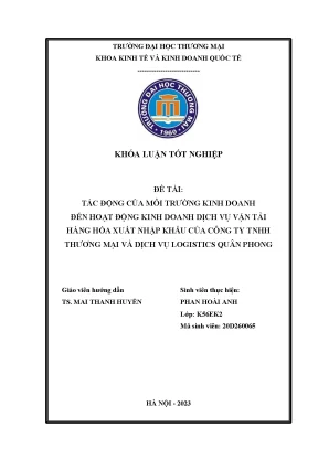 Tác động của môi trường kinh doanh đến dịch vụ vận tải