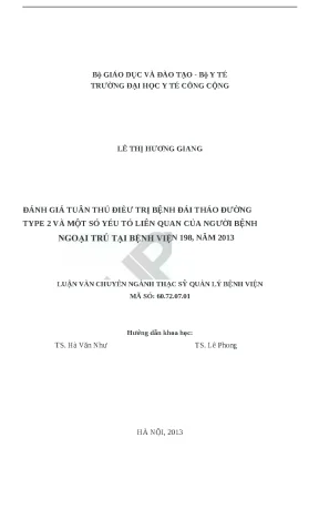 Đánh Giá Tuân Thủ Điều Trị Bệnh Đái Tháo Đường Type 2