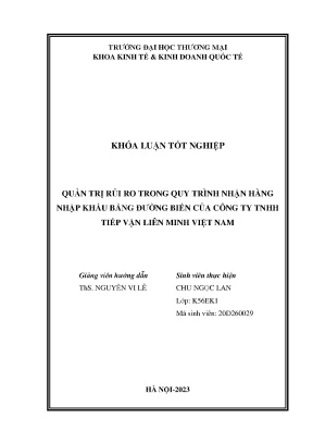 Quản Trị Rủi Ro Trong Nhận Hàng Nhập Khẩu Đường Biển Tại
