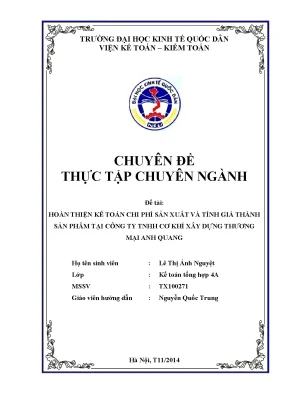 Cải Tiến Kế Toán Chi Phí Sản Xuất và Tính Giá Thành Sản