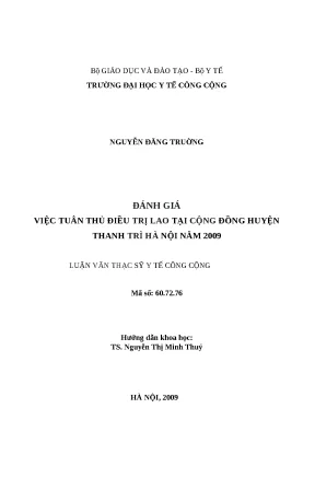 Đánh Giá Tuân Thủ Điều Trị Lao Tại Cộng Đồng Huyện Thanh