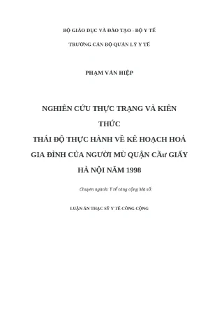 Nghiên cứu về kế hoạch hóa gia đình cho người mù tại