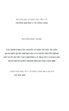 Nghiên cứu bọ gậy muỗi sốt xuất huyết tại Hà Nội năm 2009