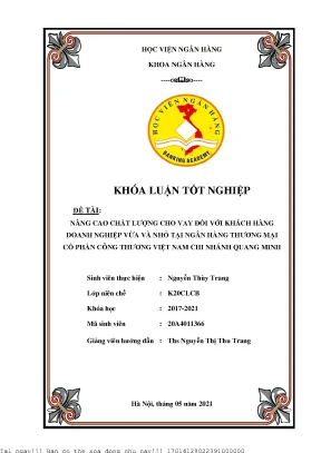 Nâng cao chất lượng cho vay cho doanh nghiệp vừa và nhỏ