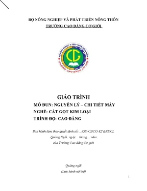 Giáo Trình Nguyên Lý - Chi Tiết Máy: Hướng Dẫn Học Tập 