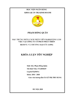 Đặc Trưng Nhân Cách Nhân Viên Marketing Tại Công Ty Cổ