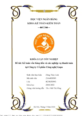 Kế Toán Vốn Bằng Tiền và Nghiệp Vụ Thanh Toán Tại Công