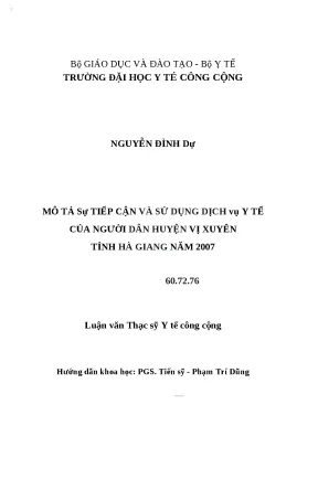 Tiếp cận và Sử dụng Dịch vụ Y tế của Người Dân Huyện Vị