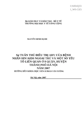 Nghiên cứu sự tuân thủ điều trị ARV của bệnh nhân