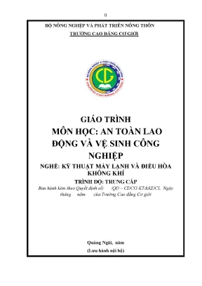 Giáo Trình An Toàn Lao Động và Vệ Sinh Công Nghiệp cho 