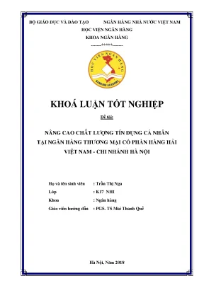Nâng Cao Chất Lượng Tín Dụng Cá Nhân Tại Ngân Hàng TMCP