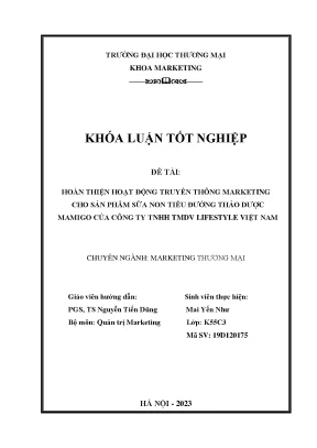 Hoàn thiện truyền thông marketing cho sản phẩm sữa non