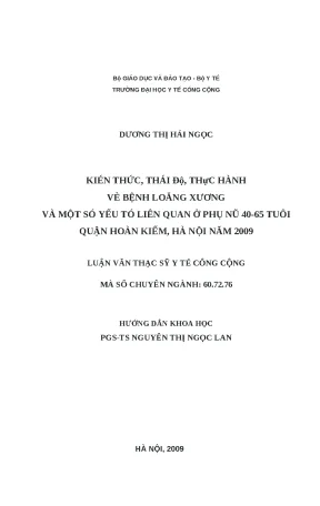 Nghiên cứu kiến thức và thái độ về bệnh loãng xương ở