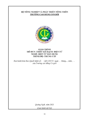 Giáo Trình Thiết Kế Mạch Điện Tử Dành Cho Học Viên Trung Cấp