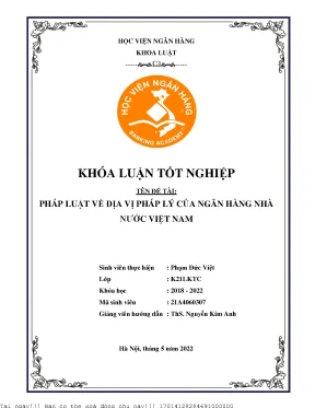 Địa Vị Pháp Lý Của Ngân Hàng Nhà Nước Việt Nam: Phân