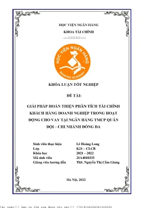 Giải pháp nâng cao phân tích tài chính cho vay doanh