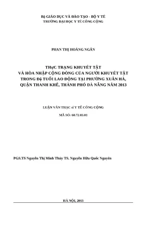 Khuyết Tật và Hòa Nhập Cộng Đồng của Người Khuyết Tật Độ
