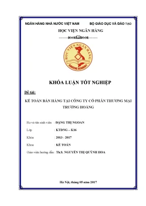 Kế Toán Bán Hàng Tại Công Ty Cổ Phần Thương Mại Trường Hoàng