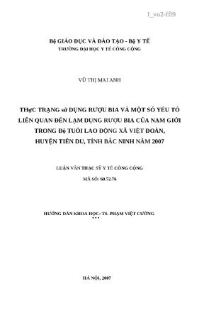 Thực trạng lạm dụng rượu bia ở nam giới trong độ tuổi