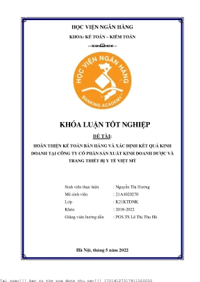 Kế Toán Bán Hàng và Kết Quả Kinh Doanh Tại Công Ty Dược