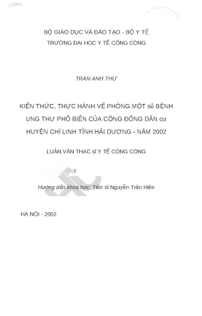 Kiến thức và thực hành phòng ngừa bệnh ung thư phổ biến