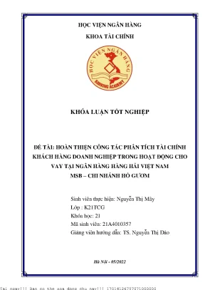 Cải tiến phân tích tài chính doanh nghiệp trong cho vay
