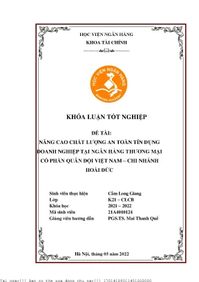 Nâng cao an toàn tín dụng doanh nghiệp tại ngân hàng