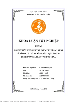 Cải Tiến Kế Toán Chi Phí Sản Xuất và Tính Giá Thành Tại