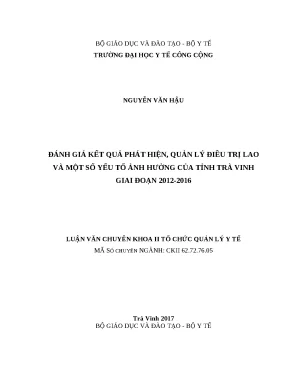 Đánh Giá Kết Quả Phát Hiện và Quản Lý Điều Trị Lao Tại