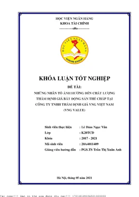 Nhân Tố Ảnh Hưởng Đến Chất Lượng Thẩm Định Giá Bất Động