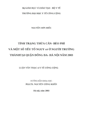Tình Trạng Thừa Cân Béo Phì và Yếu Tố Nguy Cơ Ở Người
