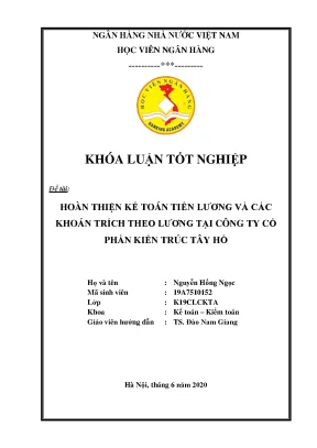 Hoàn Thiện Kế Toán Tiền Lương Tại Công Ty Cổ Phần Kiến