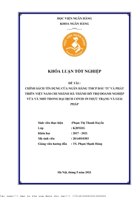 Chính sách tín dụng hỗ trợ doanh nghiệp vừa và nhỏ trong