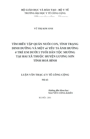 Tìm hiểu tập quán nuôi con và tình trạng dinh dưỡng trẻ