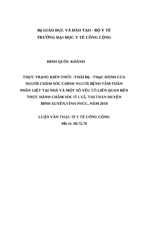 Kiến thức và Thái độ Chăm sóc Người Bệnh Tâm Thần Phân