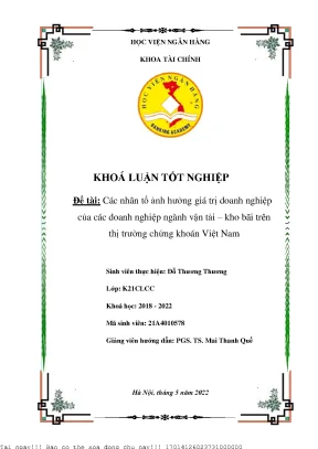 Nhân Tố Ảnh Hưởng Đến Giá Trị Doanh Nghiệp Ngành Vận Tải