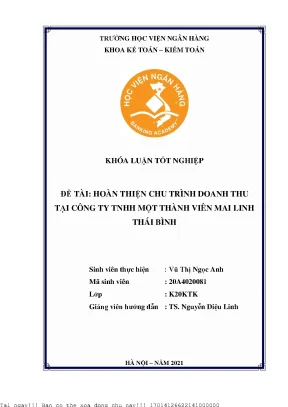 Cải Tiến Chu Trình Kế Toán Doanh Thu Tại Công Ty TNHH