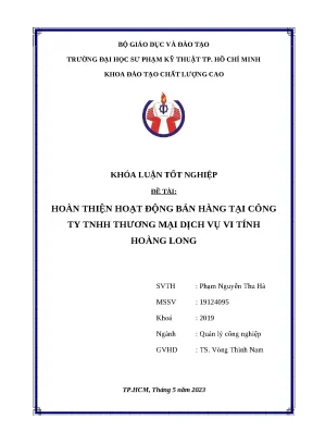 Cải Thiện Hoạt Động Bán Hàng Tại Công Ty TNHH Thương Mại