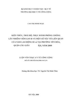 Nghiên cứu kiến thức và thái độ phòng chống viêm gan B