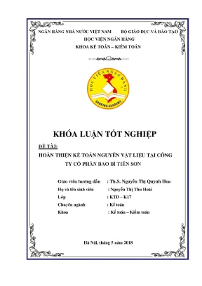 Hoàn thiện kế toán nguyên vật liệu tại Công ty Cổ phần
