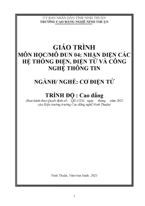 Giáo Trình Nhận Diện Hệ Thống Điện, Điện Tử và Công Nghệ 