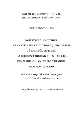 Nghiên cứu can thiệp nâng cao kiến thức và thái độ về 