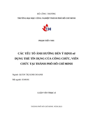Yếu Tố Ảnh Hưởng Đến Ý Định Sử Dụng Thẻ Tín Dụng Của