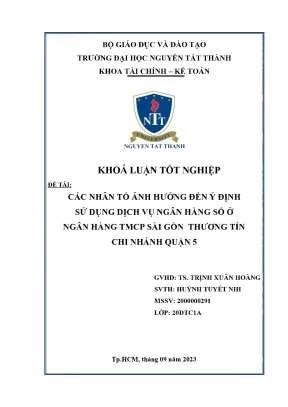Nhân Tố Ảnh Hưởng Đến Ý Định Sử Dụng Dịch Vụ Ngân Hàng